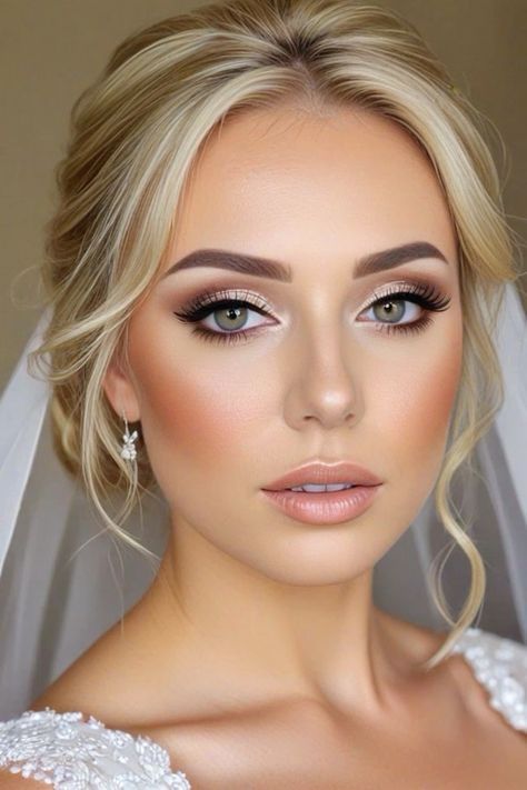 Over 40 Glam Makeup, Cool Toned Bridal Makeup, Golden Bridal Makeup, Wedding Makeup Blonde, Glam Bride Makeup, Fab Mood, Fall Wedding Makeup, Mood Wedding, Wedding Eyes