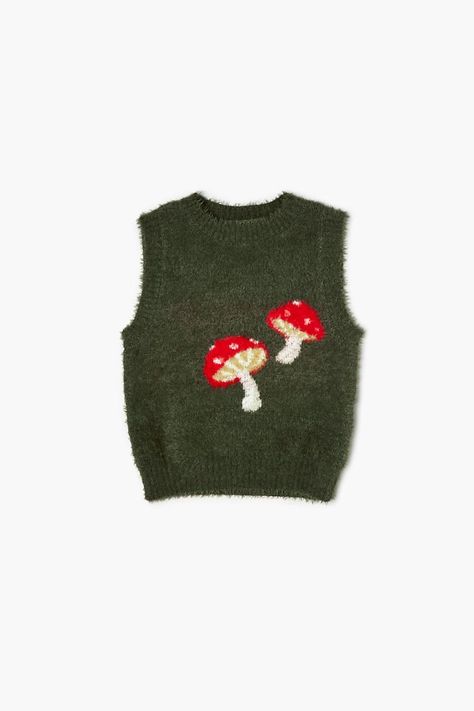 Girls Mushroom Graphic Sweater Vest (Kids) Mushroom Sweater Vest, Mushroom Sweater, Mushroom Graphic, Best Sweaters, Forever 21 Girls, Sweaters And Cardigans, Graphic Sweaters, Boys Sweaters, Cool Sweaters