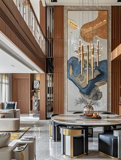 Duplex Lobby Design, Luxury Double Height Living Room, Double Hight Wall Design Living Rooms, Lobby Double Height, Double Height Living Room Wall Design, Duplex Wall Design, Double Height Living Room Design, Double Height Wall Design Modern, Double Height Living Room Modern