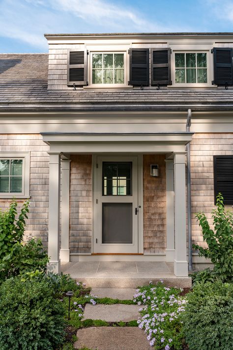 Modern Shingle Style Homes, Nantucket Exterior Home, Shade Perennial Garden, Westport Massachusetts, Nantucket Cottage, Stepping Stone Paths, Shingle House, Turtle Rock, Cedar Shingles