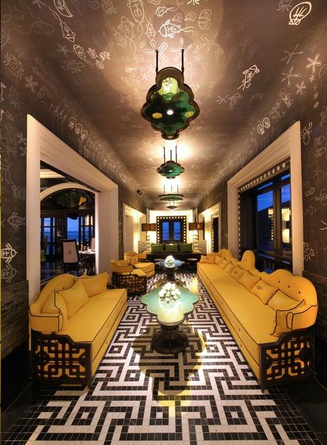 Vietnam Resorts, Boutique Hotels Interiors, Luxury Hotel Design, Danang Vietnam, Indochine Style, Corporate Interior Design, Hotel Lobby Design, Chinese Decor, Lobby Interior