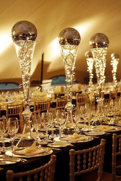 https://flic.kr/p/dU5BgW | We Love This Glitter Ball Centerpiece Idea! |   <a href="http://posterous.com" rel="nofollow">Posted via email</a> from <a href="http://blog.modwedding.com/we-love-this-glitter-ball-centerpiece-idea" rel="nofollow">MODwedding</a> Gala Ideas, Glitter Ball, Disco Theme, Sweet 15, Mod Wedding, Disco Party, Table Flowers, Centre Pieces, Floral Centerpieces