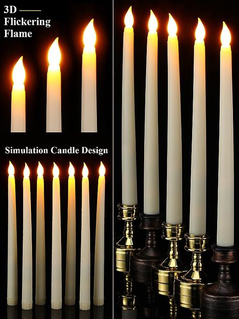 Candles For Christmas, Props Ideas, Battery Powered Candles, Flameless Taper Candles, Flickering Candle, Faux Candles, Fake Candles, Christmas Tree Candles, Electric Candles