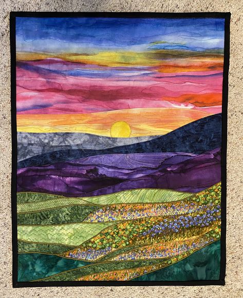 Landscape Quilts Tutorial, Landscape Quilts Ideas, Quilted Landscapes, Textile Landscapes, Seascape Quilts, Abstract Art Quilt, Contemporary Art Quilt, Quilting Applique, Collage Quilts