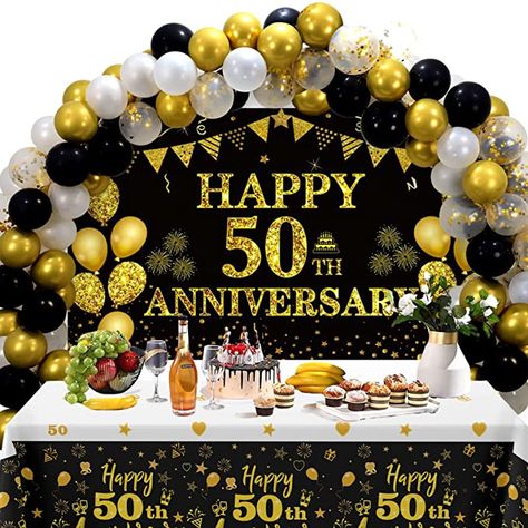 Silver Wedding Anniversary Decorations, 50th Anniversary Table, 50 Th Anniversary, Family Tree Wall Decor, 50th Wedding Anniversary Decorations, Happy 40th Anniversary, Anniversary Backdrop, 50th Wedding Anniversary Ideas, 50th Anniversary Decorations