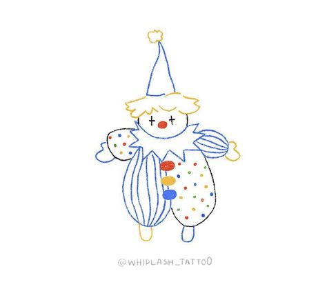 Clown Embroidery Design, Cute Clown Drawing Aesthetic, Mini Clown Tattoo, Clown Simple Drawing, Drawing Of Clown, Mini Clown Drawing, Clown Tattoo Aesthetic, Cute Clown Tattoo Ideas, Lil Clown Drawing