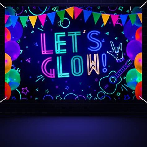 Glow In The Dark Stage Design, Neon Birthday Party Photo Booth, Glow In The Dark Party Signs, Glow In The Dark Party Backdrop, Black Light Photo Booth, Glow In The Dark Photo Backdrop, Neon Party Sign, Glow Photo Booth, Glow Party Signs