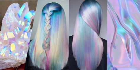 Iridescent Hair, Box Hair Dye, Exotic Hair Color, Unicorn Hair Color, Holographic Hair, Hair Job, Creative Hair Color, Hair Color Crazy, Silver Grey Hair