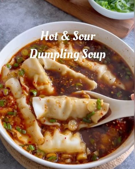 Shenaz | Food | Easy Recipes |YYC 🇨🇦Canada on Instagram: "3 Soups to try this monsoon! Pick your favourite.. 
.
Soup Season ~ 1,2 , 3 which one would you pick first? 
.
🥣 🥟 Hot & Sour Dumpling Soup ~ 

You can use fresh or frozen dumplings for this soup. 
I have used frozen ready ones! 
Its easy and comes together in 10 minutes!!! You ard going to get hooked to this soup once you try it! 

What went in ⬇️
10 frozen dumplings 
1 tbsp chopped scallions 
1 tbsp chopped white onions 
1 tbsp chopped garlic 
2 tsp sichuan pepper / chilli flakes 
1 tsp seasoning powder ( i use #knorr ) 
2 tbp hot oil 

Add these to a bowl. Add hot oil and mix 
Next  add ⬇️
1 tsp sesame seeds 
1 tbsp soya sauce 
1/2 tsp vinegar 
1/2 tsp peper
1 cup hot stock 
Cooked dumplings 
.
🍲 🌽 🥕 🍜 Soupy Veg Noodles Food Comfort, Dumpling Soup, Frozen Dumplings, Comfort Soup Recipes, Wonton Recipes, Food Soup, Hot And Sour Soup, Dumplings For Soup, Sichuan Pepper