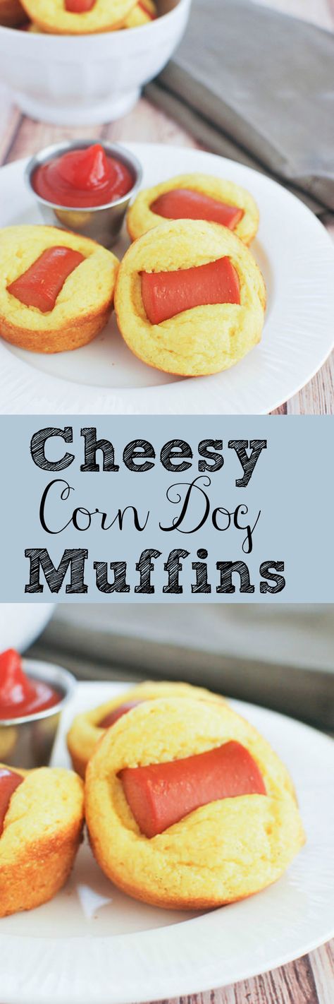 Cheesy Corn Dog Muffins - a kid favorite! And they are so easy! Dog Muffins, Fake Ginger, Cheesy Cornbread, Easy Kid Friendly Dinners, Corn Dog Muffins, Hot Dogs Recipes, Cheesy Corn, Cheddar Cheese Soup, Cornbread Muffins