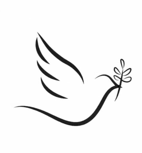 Dove And Olive Branch Tattoo Simple, Easy Dove Drawing Simple, Simple Pigeon Tattoo, Fine Line Dove Tattoo, Tattoo Pigeon, Dove Outline, Flying Bird Drawing, Pigeon Tattoo, Dove Drawing