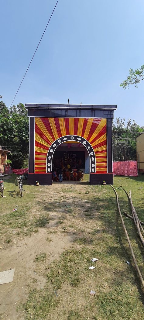 Durga Pandal Design, Ganesh Puja Pandal, Ganesh Puja Decoration, Saraswati Puja Pandal, Ganesh Pandal, Durga Pandal, Navratri Pictures, Durga Puja Pandal Decoration, Puja Pandal Decoration