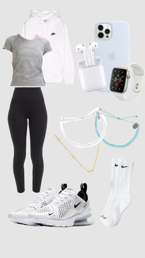 Nike 270s Outfit, Outfits To Wear With 270s, How To Style 270s, Nike 270 Outfit, 270s Outfit, 270 Outfit, Grey Cami Top, Nike 270s, Lulu Fits