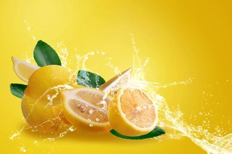 Water splashing on fresh sliced ripe yellow lemon fruit isolated on yellow Premium Photo | Free Photo #Freepik #photo #freefood #freewater #freecircle #freenature Dishwashing Liquid Background, Dishwashing Logo Design, Lemon Vodka Drinks, Freeze Lemons, Lemon Drinks, Soap Label Design, Lemon Cleanse, Lemon Logo, Lemon Background