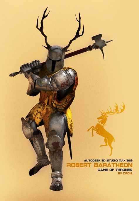 Robert Baratheon Warhammer, Stag Knight, King Robert Baratheon, Robert Baratheon, Rhaegar Targaryen, Antler Crown, House Baratheon, Game Of Thrones Books, King Robert