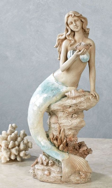 Mermaid Table, Moonlight Mermaid, Ceramic Mermaid, Mermaid Sculpture, Table Sculpture, Mermaid Figurine, Mermaid Statues, Mermaid Bathroom, Mermaid Stuff