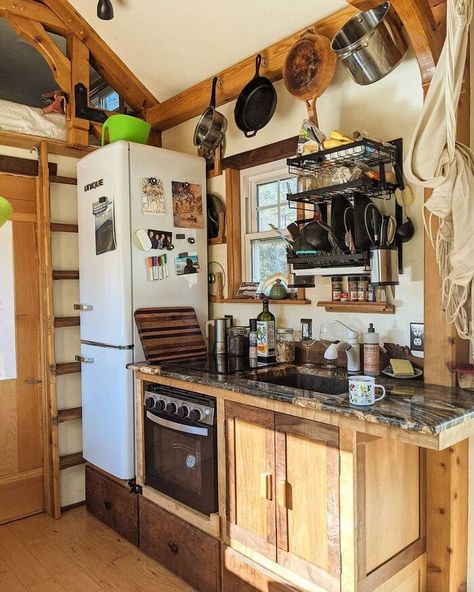 Timber Frame Tiny House, Tiny Cabin Kitchen, Tiny Timber Frame, Best Organization Ideas, Tiny House Storage, Window In Shower, Shoe Cabinets, Tiny House Layout, Storage Headboard