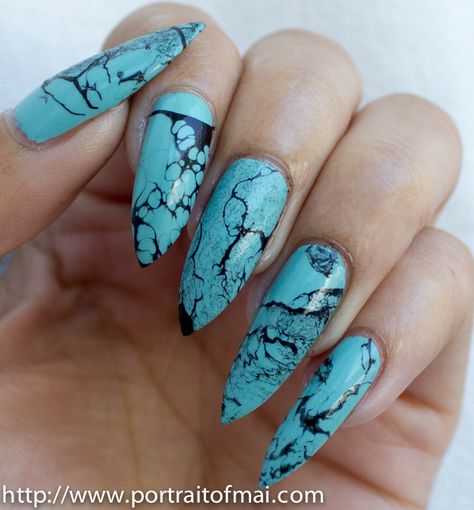 Turquoise Nail Art, Turquoise Nail Designs, Stone Nails, Nail Art For Girls, Stone Nail Art, Turquoise Nails, Marble Nail Designs, Tie Dye Nails, Nice Ideas