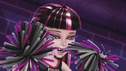 Draculaura Gif Pfp, Draculaura Cheerleader, Monster High Banner, Monster High Gif, Draculaura Gif, Ghoul Monster, Cheerleader Aesthetic, Monster H, Abbey Bominable