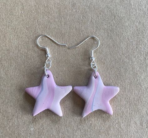 Clay Star Earrings, Cute Handmade Star-shaped Jewelry, Star Polymer Clay, Star Polymer Clay Earrings, Moon And Star Polymer Clay Earrings, Clay Keychain, Star Clothing, Art Decor Diy, Frog Design