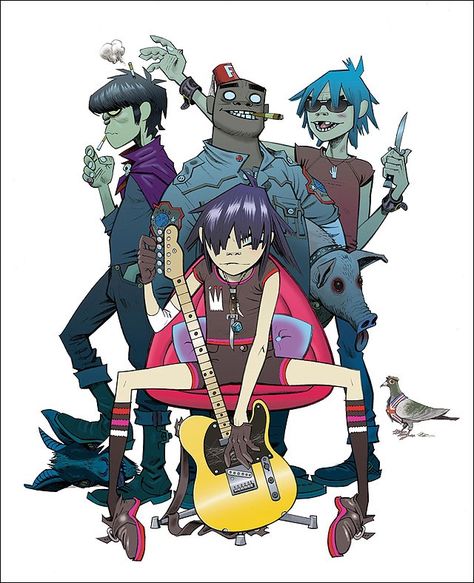 Gorillaz, Cartoon Characters, Wall, Instagram, Art