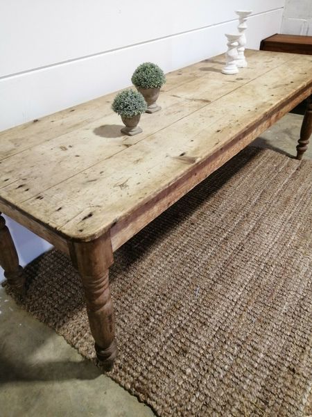 Antique Large 8ft Victorian Pine Kitchen Refectory Dining Table Scullery | unknown | Vinterior Antique Pine Dining Table, Antique Farmhouse Dining Table, Apothecary Table, Antique Dining Room Table, Harvest Tables, Pine Dining Table, Pine Kitchen, Antique Dining Tables, Pine Table