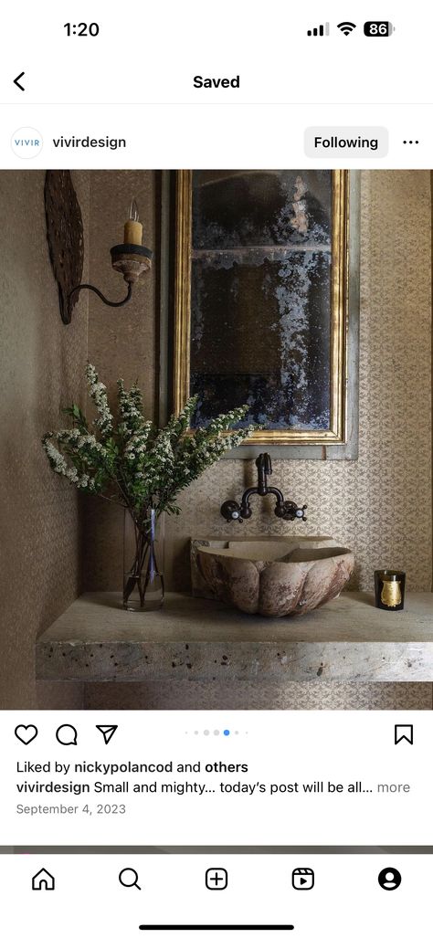 French Powder Room, French Country Decorating Ideas, Cement Counter, Country Decorating Ideas, French Country Bathroom, Deco Bathroom, French Country Decor, Country Decorating, Powder Bath