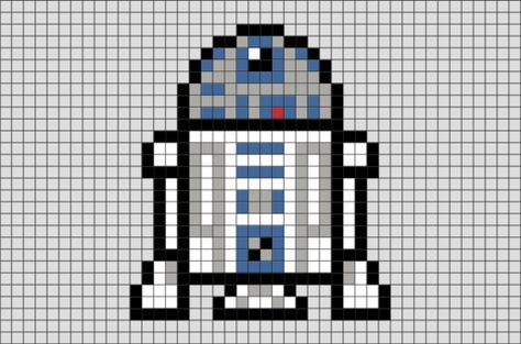 Star Wars R2-D2 Pixel Art R2d2 Cross Stitch Pattern, 8 Bit Star Wars, R2d2 Embroidery, Starwars Pixelart, Star Wars Pixel Art, Star Wars Cross Stitch, Star Wars Blanket, Pixel Art Minecraft, Image Pixel Art