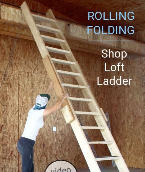 Mezzanine Ladder, Diy Loft Ladder, Folding Staircase, Custom Staircase, Dream Workshop, Ship Ladder, Sliding Ladder, Folding Stairs, Loft Staircase