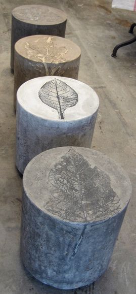 Concrete Leaf Print | Flickr - Photo Sharing! Concrete Stool, Concrete Leaves, Fire Pit Seating, Concrete Furniture, Concrete Table, Concrete Crafts, Concrete Cement, Concrete Projects, Cement Crafts