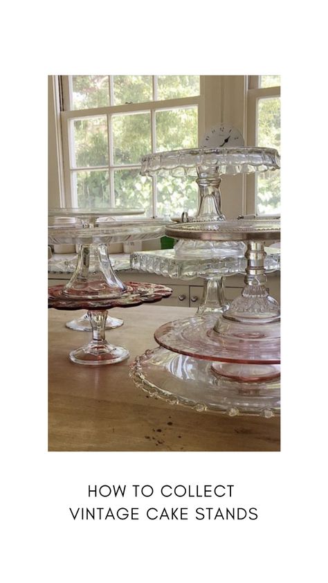 How to Collect Vintage Cake Stands | My 100 Year Old Home #vintage #vintagecakestands #cakestands #weddingcakestands #caketabledecor #caketable #partydecor #partydecorations #caketableideas #my100yearoldhome Cake Stands Decor, Decorating With Cake Plates, Decorate With Cake Stand, Cake Stand Display Ideas, Decorative Cake Stand, Cake Stand Decor Ideas Display, Glass Cake Stand Decor Display, Decorating With Cake Stands, Cake Plate Decor Display