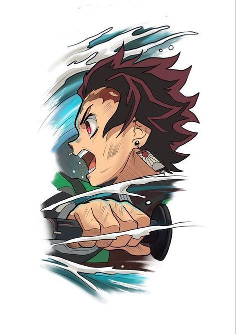 Tanjiro Tattoo Ideas, Tanjiro Tattoo Design, Demon Slayer Tattoo Design, Drawing Tanjiro, Demon Slayer Tattoo Ideas, Construction Sketch, Demon Slayer Tattoo, Anime Mouth, Pop Culture Tattoos