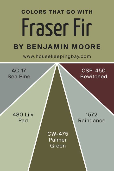 Colors That Go With Fraser Fir 503 Benjamin Moore Bewitched, Bewitched Benjamin Moore, Pairing Colors, Fraser Fir, Trim Color, Coordinating Colors, Benjamin Moore, Paint Color, Wall Paint