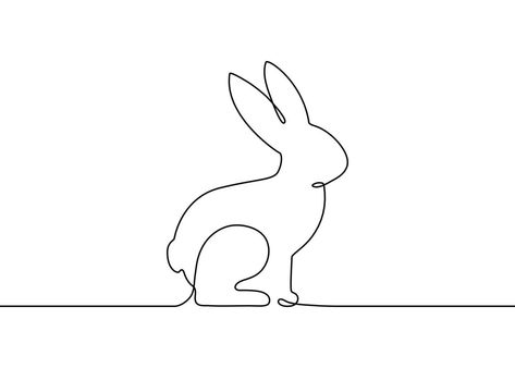 Hare, rabbit contour silhouette, one continuous line drawing. Simple abstract outline. Bunny side view for Easter. Profile of rabbit pet. Vector graphic illustration Bunny Side View, Continuous Line Drawing Simple, Line Drawing Simple, One Continuous Line Drawing, Matching Tats, Hare Rabbit, Profile Drawing, Simple Abstract, Drawing Simple