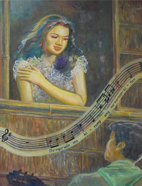 Harana (Serenade) - oil on canvas 24" x 32" by JBulaong 2016 #Harana #serenade #PhilippineCustom #PhilippineTradition #oiloncanvas #painting #JBulaong Philippine Culture Painting, Harana Filipino Tradition Drawing Ideas, Filipino Contemporary Art, Contemporary Filipino Culture Drawing, Harana Filipino Art, Serenade Drawing, Harana Filipino Tradition, Harana Filipino, Pilipinas Art