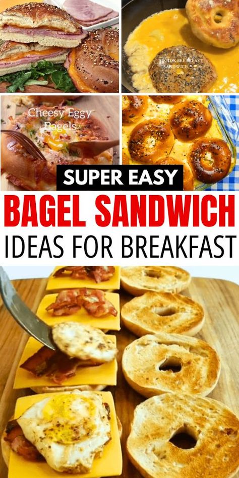 Want to elevate your breakfast game? Discover our best bagel sandwich ideas, including open-faced options and hearty fillings like ham and veggie spreads! Save this pin for a variety of healthy bagel recipes that are perfect for any meal of the day. Mini Bagel Recipes Breakfast, Blueberry Bagel Sandwich, Cream Cheese Bagel Spread, Recipes Using Bagels, What To Make With Bagels, Bagel Meal Ideas, Bagel Dinner Ideas, Savory Bagel Ideas, Bagles Recipe Sandwich