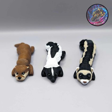 3D file Baby Flexi Critter Set 1 (Skunk, Otter, Ferret) 👶 ・3D print object to download・Cults Clay Ferret, 3d Printed Animals, Otter Ceramic, Ferret Clay Sculpture, Ceramic Otter Sculpture, Ferret Armored Car, 3d Printer Art, 3d Printing Toys, Drukarka 3d