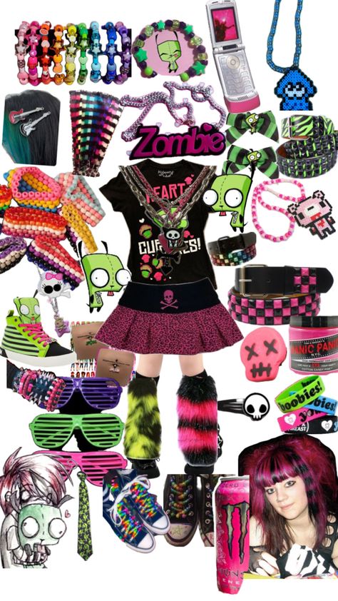 🫵 Scene Outfit Inspiration, Scene Inspo Outfit, Scenecore Outfit Ideas, 2010 Scene Fashion, Scene Astethic, Scene Fashion Aesthetic, Scene Clothing Ideas, Scene Y2k Outfits, Scene Hats