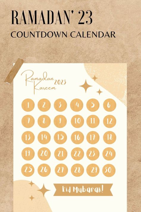 Instant download- Ramadan countdown calendar 2023. Ramadan Countdown Calendar, 2023 Countdown, Flower Making With Paper, Countdown Calendar Printable, Ramadan Countdown, Ramadan Printables, Stationary Business, Countdown Gifts, Ramadan 2024