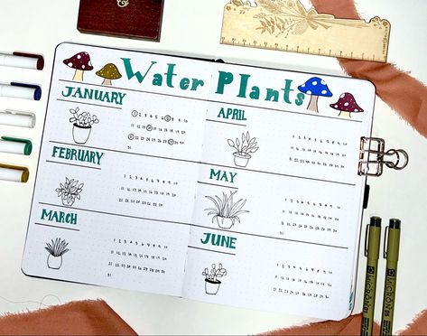 Plant Habit Tracker, Bullet Journal Work, Garden Journal, Dot Journals, Dot Grid, Bujo Inspiration, Journaling Ideas, Grid Design, Planner Ideas