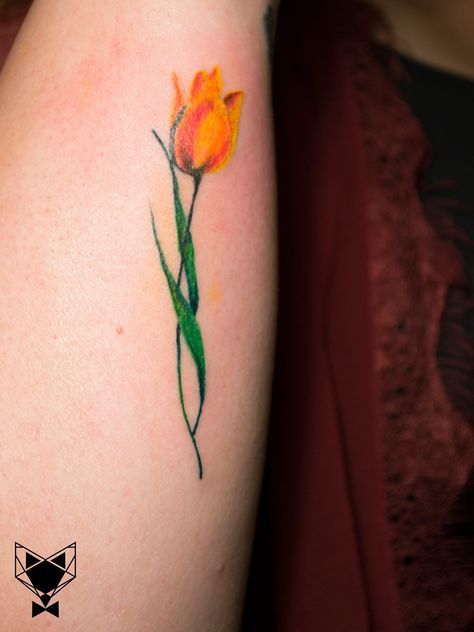 Tattoodo Yellow Tulip Tattoo, Tulip Tattoo, Yellow Tulips, Realism, Tulips, Tattoos, Yellow, Floral, Color