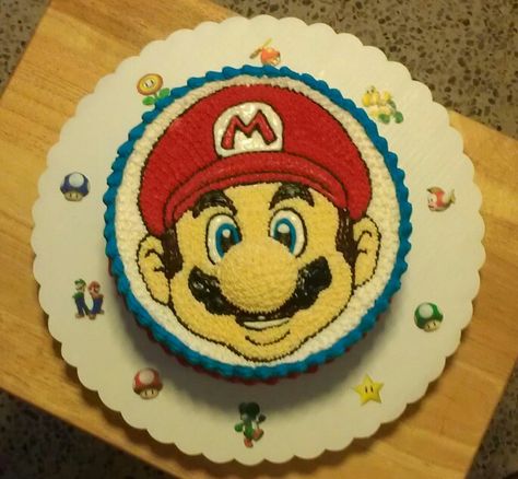 Mario face cake Mario Face Cake, Blaze Cake, Mario Face, Blaze Cakes, Mario Birthday Cake, Super Mario Bros Birthday Party, Super Mario Cake, Face Cake, Super Mario Bros Party