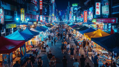 Bustling Night Market: The vibrant night market teems with life under the glow of neon signs and colorful canopies. #crowd #neon #night #market #street #aiart #aiphoto #stockcake ⬇️ Download and 📝 Prompt 👉 https://ayr.app/l/Nwv8 Neo Tokyo, Image Downloads, Night Market, Terms Of Service, Creative Words, Free Stock Photos, Royalty Free Images, Free Photos, High Quality Images