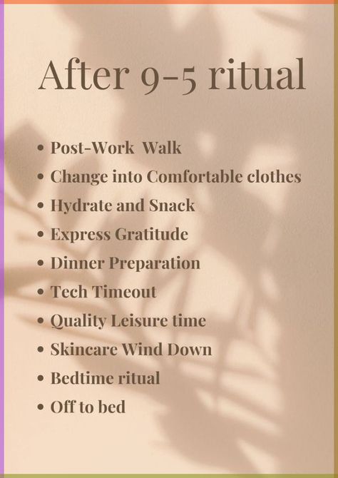 9-5 Routine, 5-9 Routine, Calming Skincare, After Work Routine, Wellness Rituals, Pull Day, Pull Day Workout, Goals Habits, Workout Dance