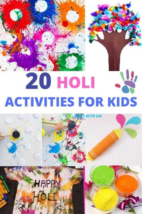 20 Holi Art , Craft and Other Activities for Kids - Urban Indian Mom Holi Toddler Activities, Festival Of Colors Activities, Holi Cards For Kids, Holi Crafts For Toddlers, Holi Project For Kids, Holi Preschool Activities, Holi Activity For Preschool, Holi Arts And Crafts For Kids, Holi Activities For Toddlers