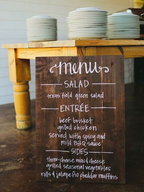 menu wedding sign chalkboard ideas Rustic Wedding Signs Diy, Backyard Bbq Wedding, Deco Champetre, Bbq Wedding, Rustic Wedding Signs, Rustic Wedding Diy, Burlap Wedding, Backyard Bbq, Wedding Signage