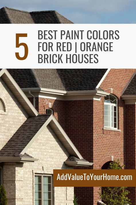 Red | orange brick houses have been around since the 1800's.  And just until recently homeowners, homeowners used to paint over the brick.  But fortunately, that trend has stopped as we embrace this beautiful colored brick with these  5 paint colors that will make your red | orange brick houses glow!!!

#orangebrickhouses
#redbrickhouses
#exteriorpaintcolors
#exteriorpaintcolorpalettes Orange Brick House Exterior Color Schemes, Best Accent Colors For Orange Brick, Red Orange Brick House Exterior Colors, Paint Colors That Go With Orange Brick, Red Brick Homes Exterior Colors, Paint With Red Brick, Red Brick House With White Siding, Best Exterior Paint Colors For Orange Brick House, Paint Trim For Red Brick Houses