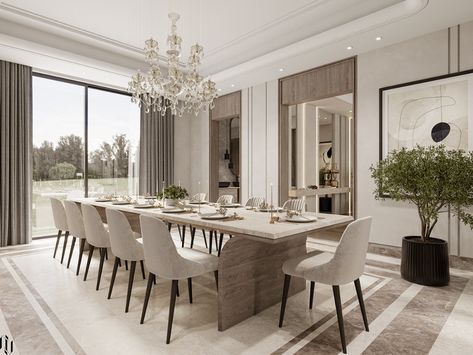 Dining Buffet Table, Neoclassical Dining Room, Penthouse Decor, Dining Room Design Luxury, Dining Room Interior, Neoclassical Interior, Dinning Room Design, Tiny Apartments, Unique Furniture Pieces