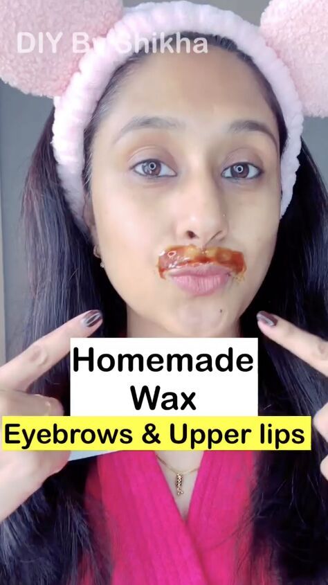 Diy Eyebrow Waxing, Wax Eyebrows At Home, Upper Lip Waxing, Waxing At Home, Sugar Wax Recipe, Sugar Wax Diy, Lip Waxing, Wax Lips, Reduce Hair Growth