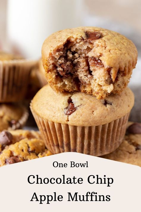 Healthy Chocolate Chip Muffins, Apple Chocolate, Muffins With Chocolate Chips, Muffins With Chocolate, Mini Chocolate Chip Muffins, Chocolate Bowls, Applesauce Muffins, Chocolate Chip Muffin Recipe, Chocolate Apples